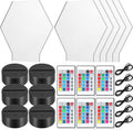 Honoson 6 Sets 3D Night LED Light Lamp Base Clear Acrylic Sheets Remote Controls and USB Charging Cables for Restaurant Bar Cafe Shop Room Decoration(Square Style)