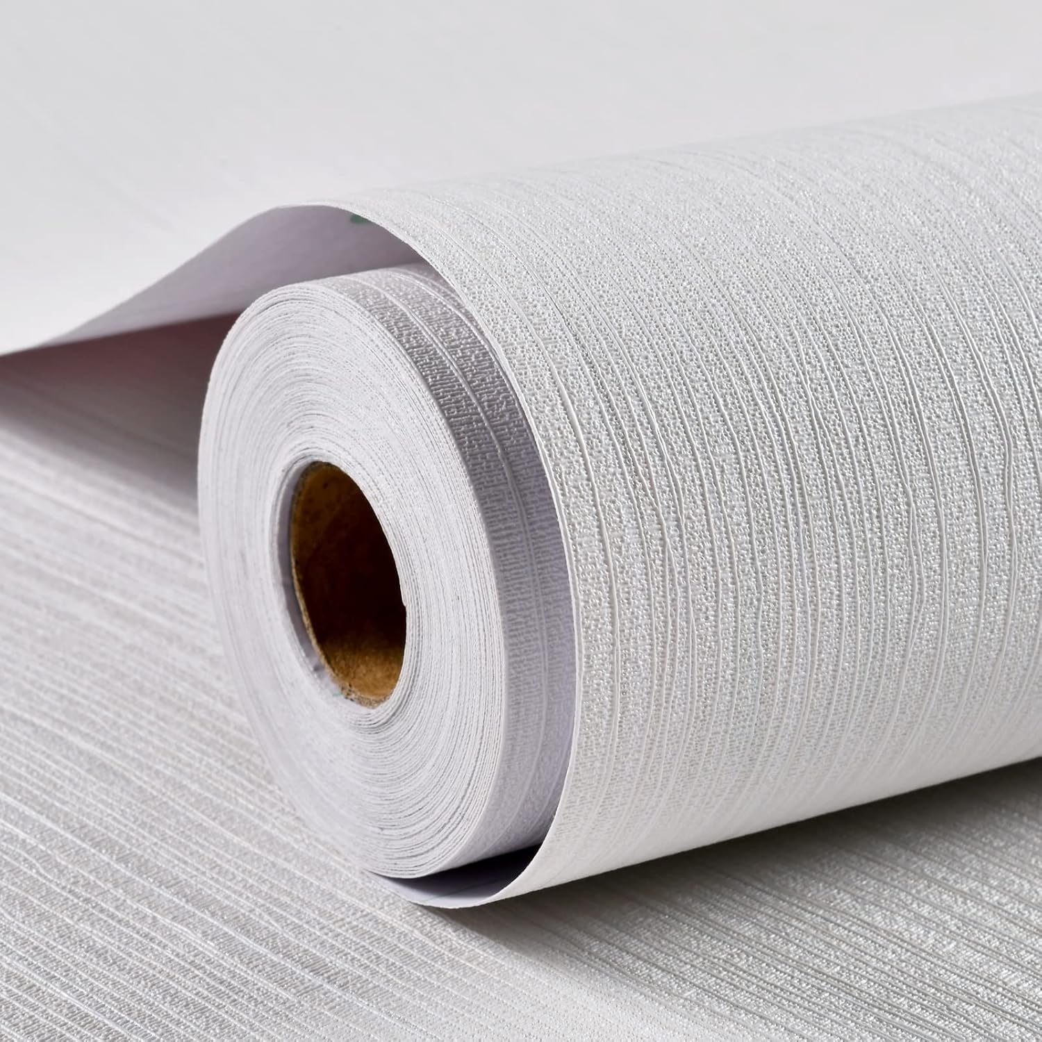 Haimin Grasscloth Wallpaper Textured 24in X 393in Fabric Contact Paper Wall Paper Textured Linen Peel and Stick Self-Adhesive Thick Vinyl Embossed Film Wallpaper (Beige Grey)