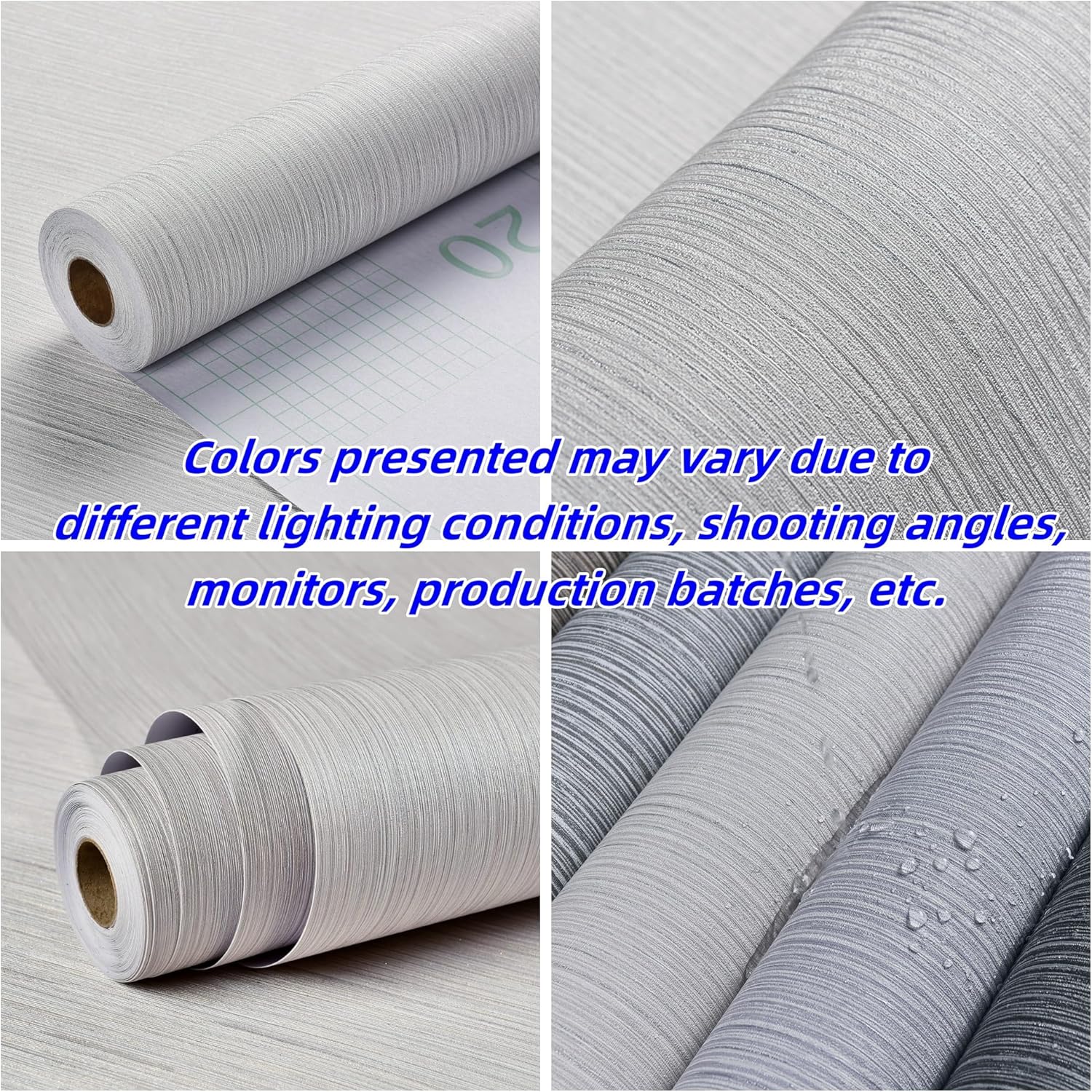 Haimin Grasscloth Wallpaper Textured 24in X 393in Fabric Contact Paper Wall Paper Textured Linen Peel and Stick Self-Adhesive Thick Vinyl Embossed Film Wallpaper (Beige Grey)