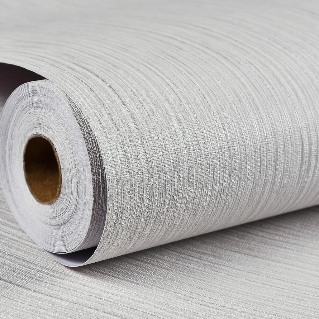 Haimin Grasscloth Wallpaper Textured 24in X 393in Fabric Contact Paper Wall Paper Textured Linen Peel and Stick Self-Adhesive Thick Vinyl Embossed Film Wallpaper (Beige Grey)